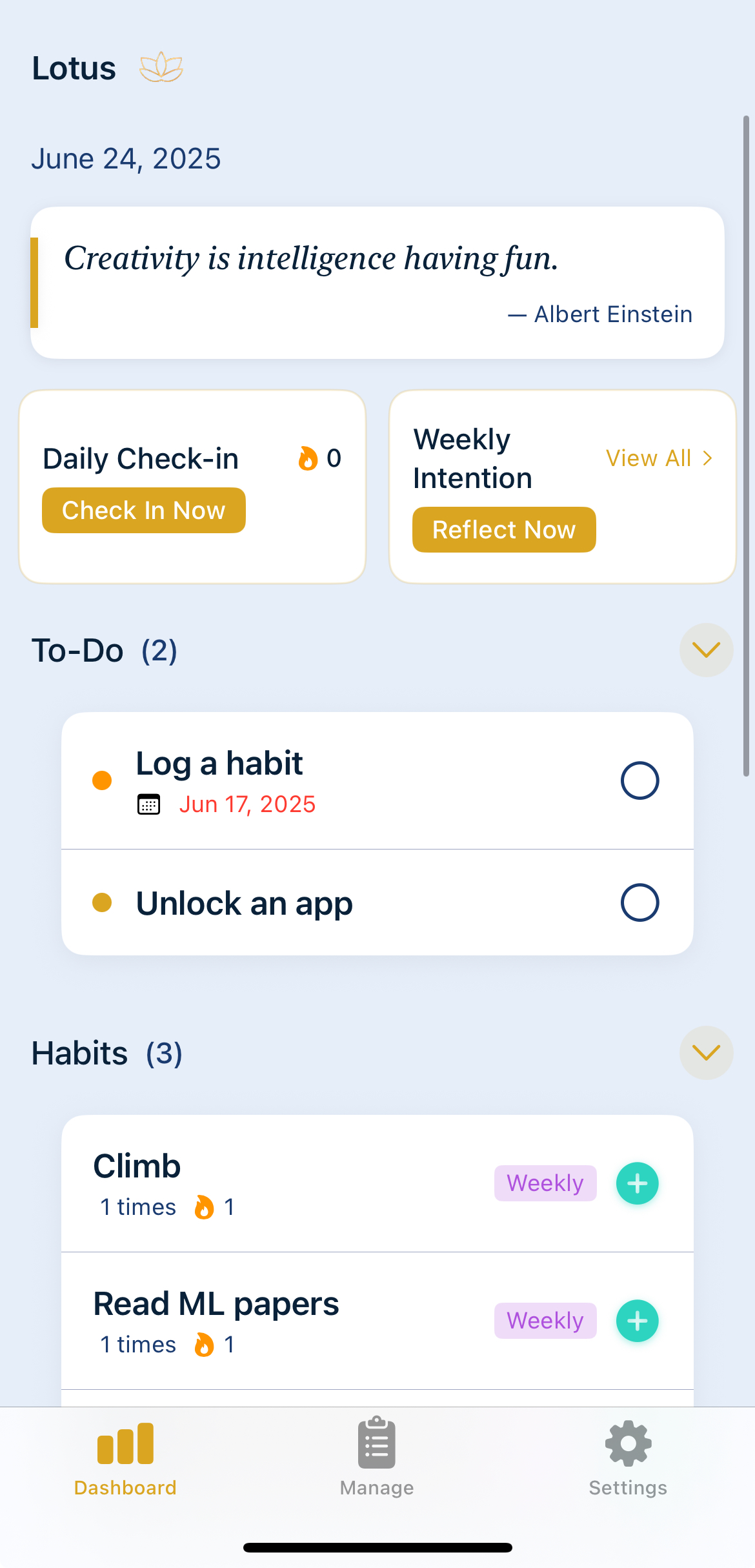 Lotus digital wellness app interface